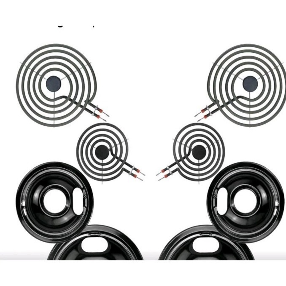2 W10290350 2 W10290353 Porcelain Burner Drip Pan Bowls & MP22YA Electric Range